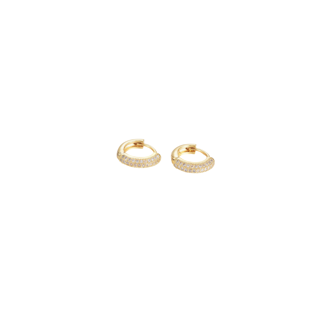 Gold hoop earrings on a white background