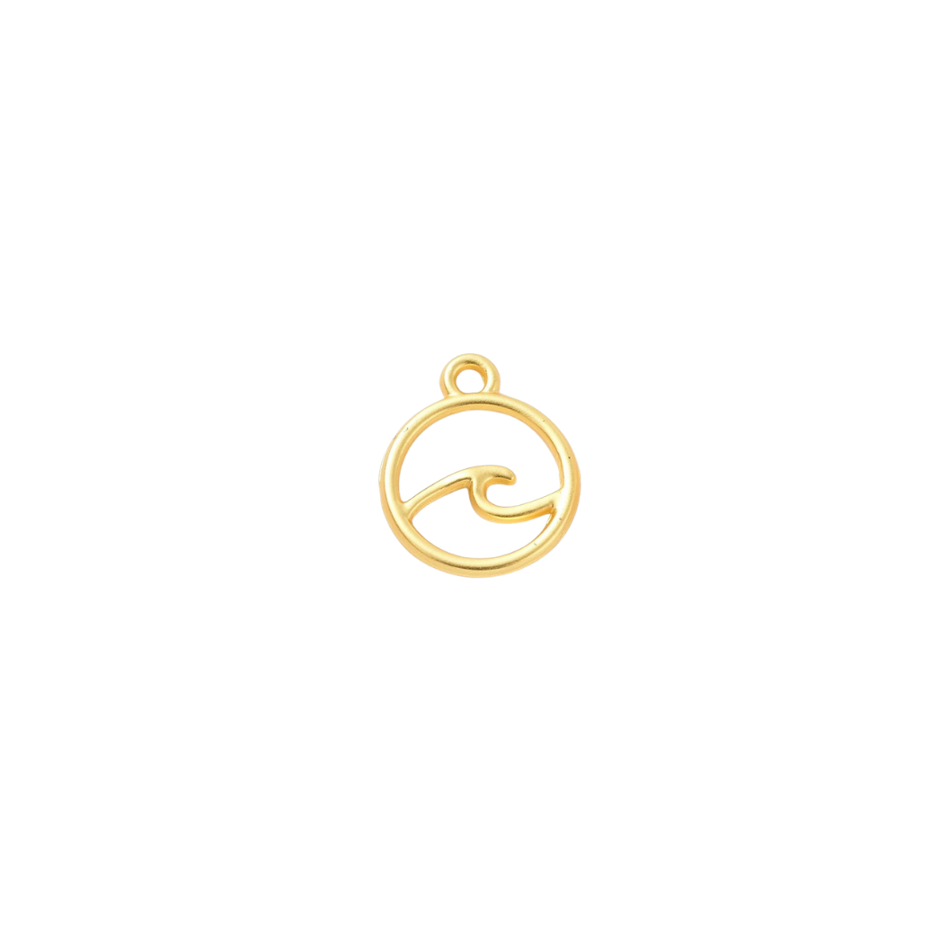 Gold-colored charm shaped like a boombox on a white background