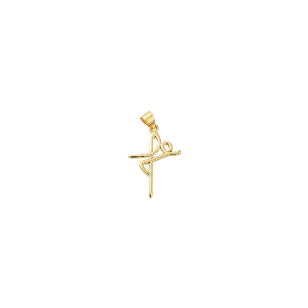 Gold Faith Cross Charm on white background 