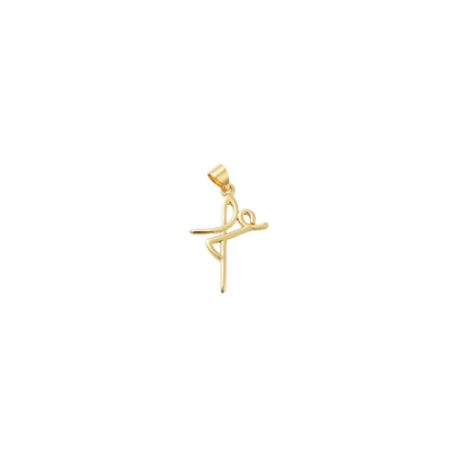 Gold Faith Cross Charm on white background 