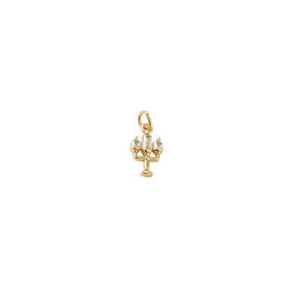 Gold Crystal Menorah Charm with transparent background 