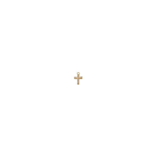 Gold Dainty Crystal Cross Charm
