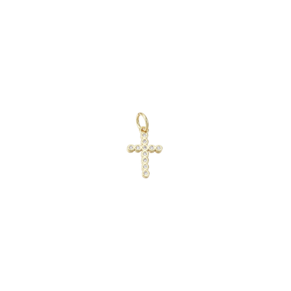 Gold Pavé Cross Charm on transparent background 