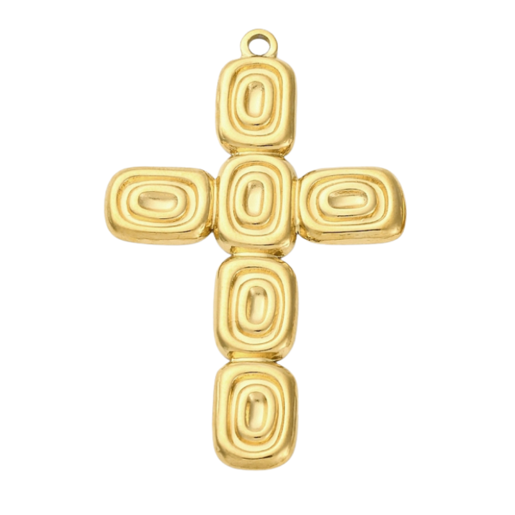 Gold Abstract Cross Charm | Waterproof Stainless Steel
