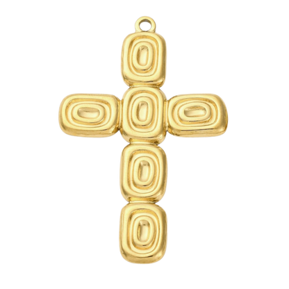 Gold Abstract Cross Charm | Waterproof Stainless Steel
