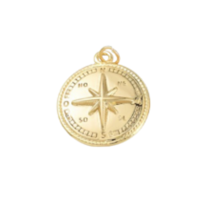 Gold Find Your Way Compass Charm