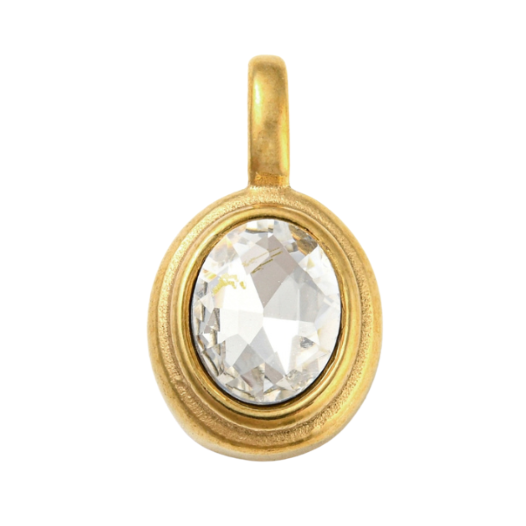 Gold Oval Framed Glass Stone Charm