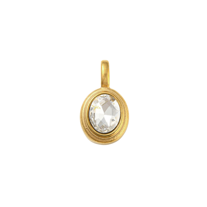 Gold Oval Framed Glass Stone Charm