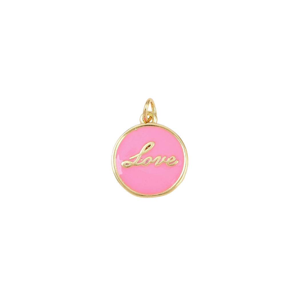 Gold Sweet "Love" Pink Charm