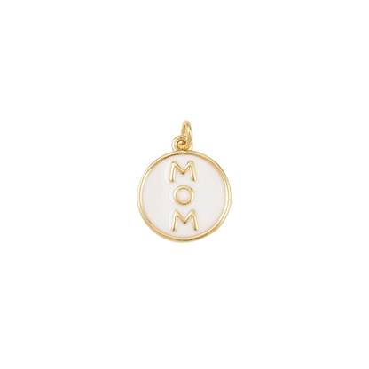 Gold Cherished "Mom" White Charm