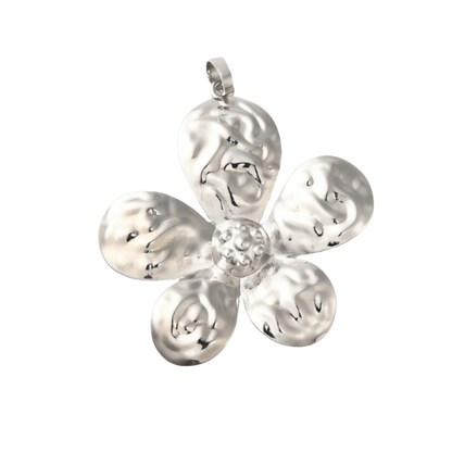 Silver 5 Petal Flower Charm