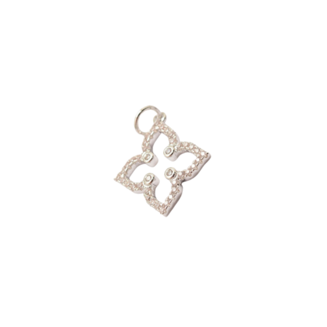 Silver Pave' 4-Point Flower Charm
