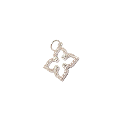 Silver Pave' 4-Point Flower Charm