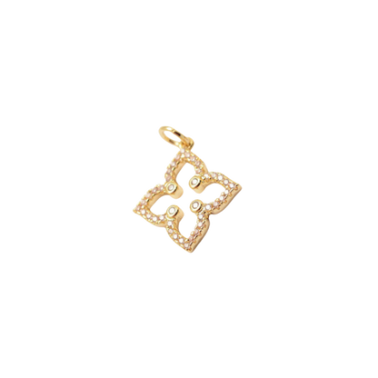 Gold Pave 4-Point Flower Charm