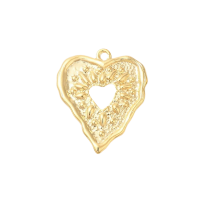 Gold Embossed Heart Charm