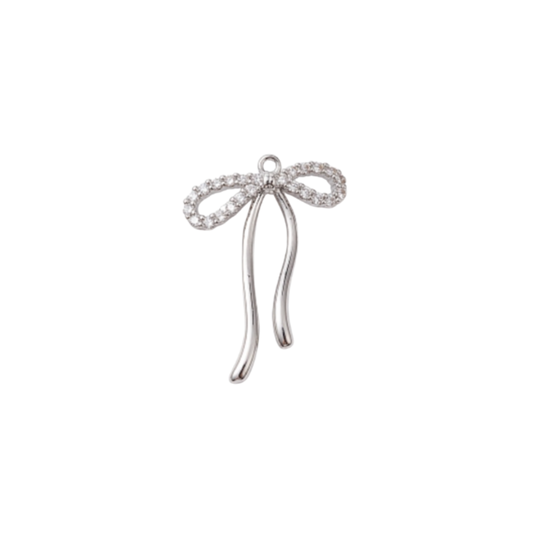 Silver Crystal Bow Charm