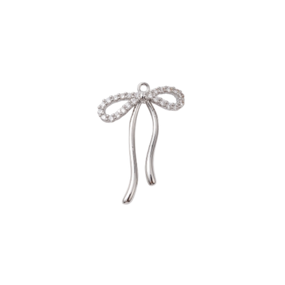 Silver Crystal Bow Charm