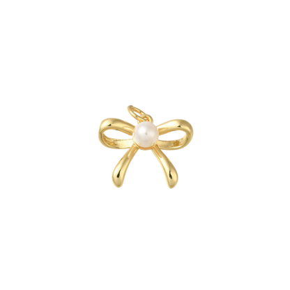 Gold Bow with Pearl Knot Charm