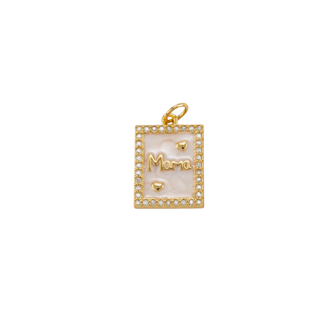 Gold Embellished Rectangular Mama Charm