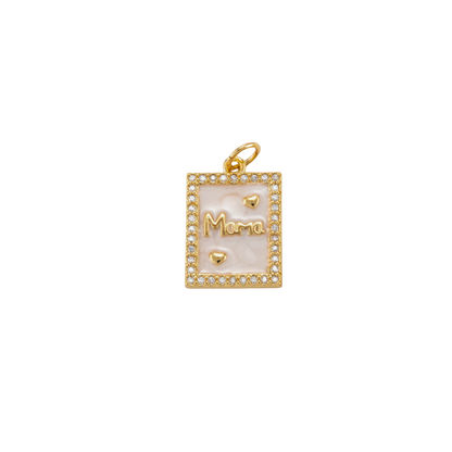 Gold Embellished Rectangular Mama Charm