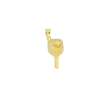 Gold Cubic Zirconia Pickleball Charm