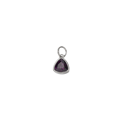 Silver Deep Purple Triangle Gemstone Charm 