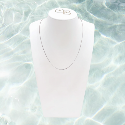 Silver Classic Box Chain Necklace - Waterproof Stainless Steel