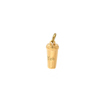 Gold Coffee Cup Charm | Waterproof Stainless Steel