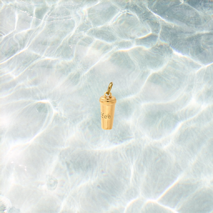 Gold Coffee Cup Charm | Waterproof Stainless Steel