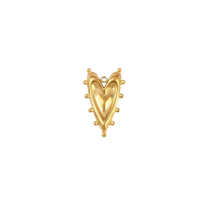 Gold Bold Heart Charm - Waterproof Stainless Steel