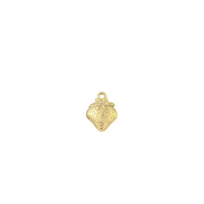 Gold Fresh Picked Strawberry Charm - Waterproof Stainless Steel