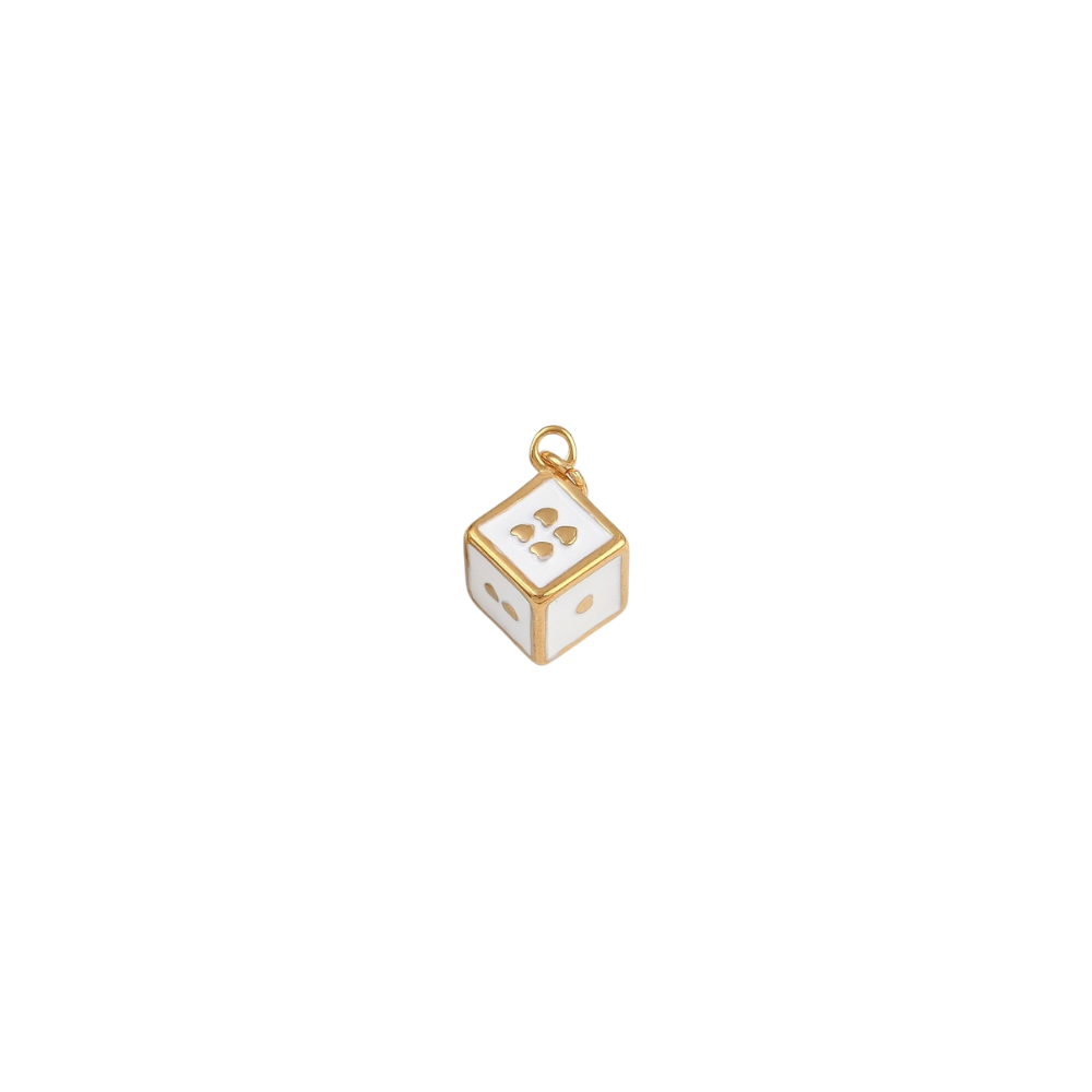 Gold Lucky Dice Charm - Waterproof Stainless Steel
