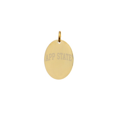 Appalachian State University Small Gold Oval Charm - APP State Text