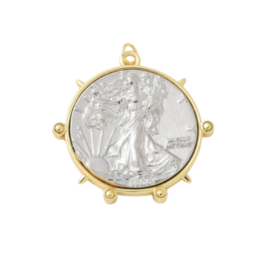 Transparent front view of the Gold Voyage Liberty Charm
