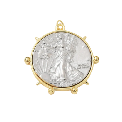 Transparent front view of the Gold Voyage Liberty Charm