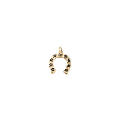 Gold Black Micro Pave Cubic Zirconia Horseshoe Charm