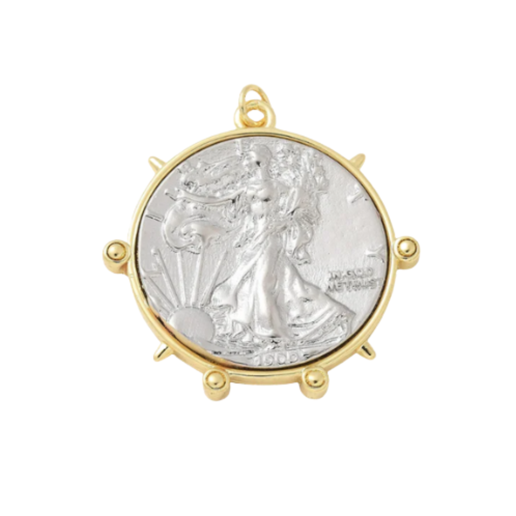 Front view of the Gold Voyage Liberty Charm