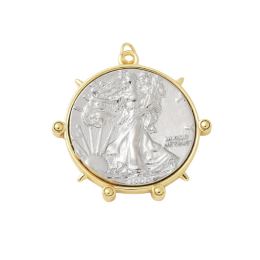 Front view of the Gold Voyage Liberty Charm