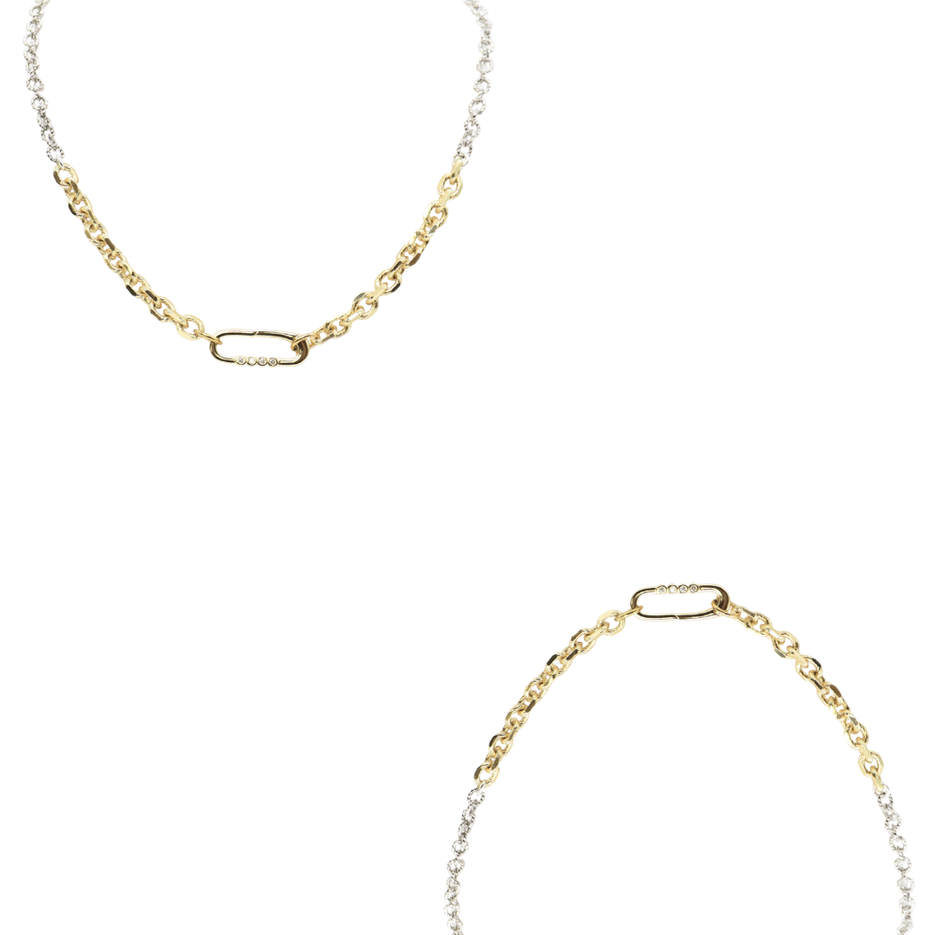 Silver Ruth and Gold Jamesyn Necklace with Victoria Carabiner