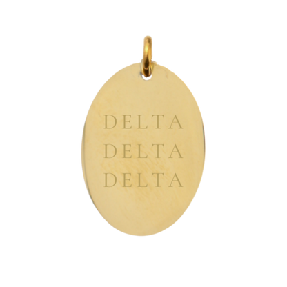 Delta Delta Delta Large Gold Oval Sorority Charm - Full Sorority Name | Waterproof, Hypoallergenic & Tarnish Resistant