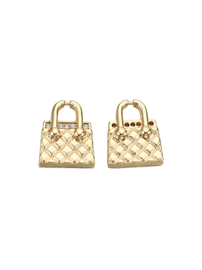 Front and back of the Gold Micro Pave Cubic Zirconia Handbag Charm