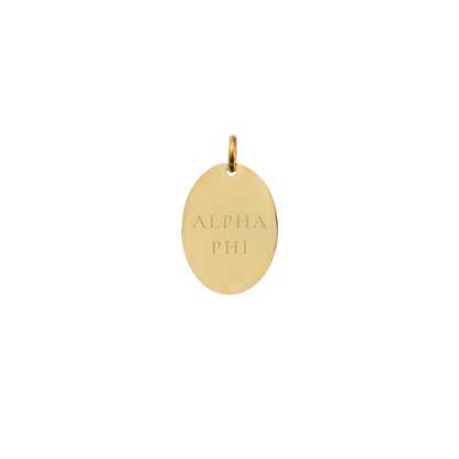 Alpha Phi Small Gold Oval Sorority Charm - Full Sorority Name | Waterproof, Hypoallergenic & Tarnish Resistant
