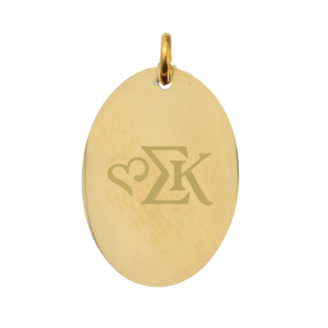 Sigma Kappa Large Oval Sorority Charm - New Greek Letters Icon | Waterproof, Hypoallergenic & Tarnish Resistant