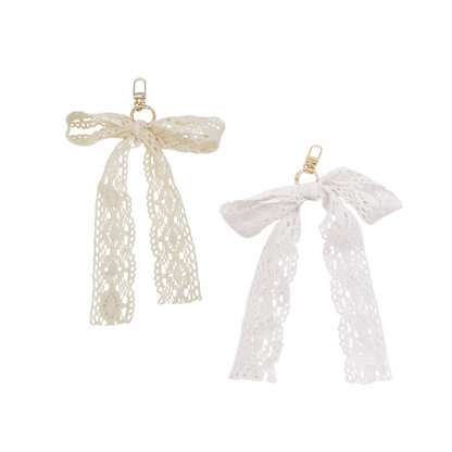 Front view of two Lace Bow Purse Charm