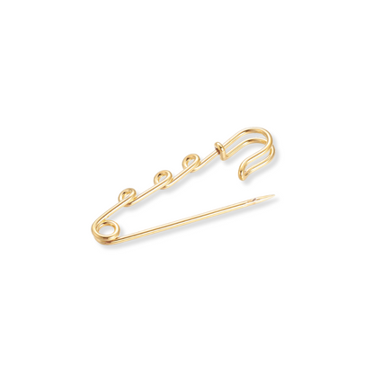 Side view of the Gold Safety Pin Brooch