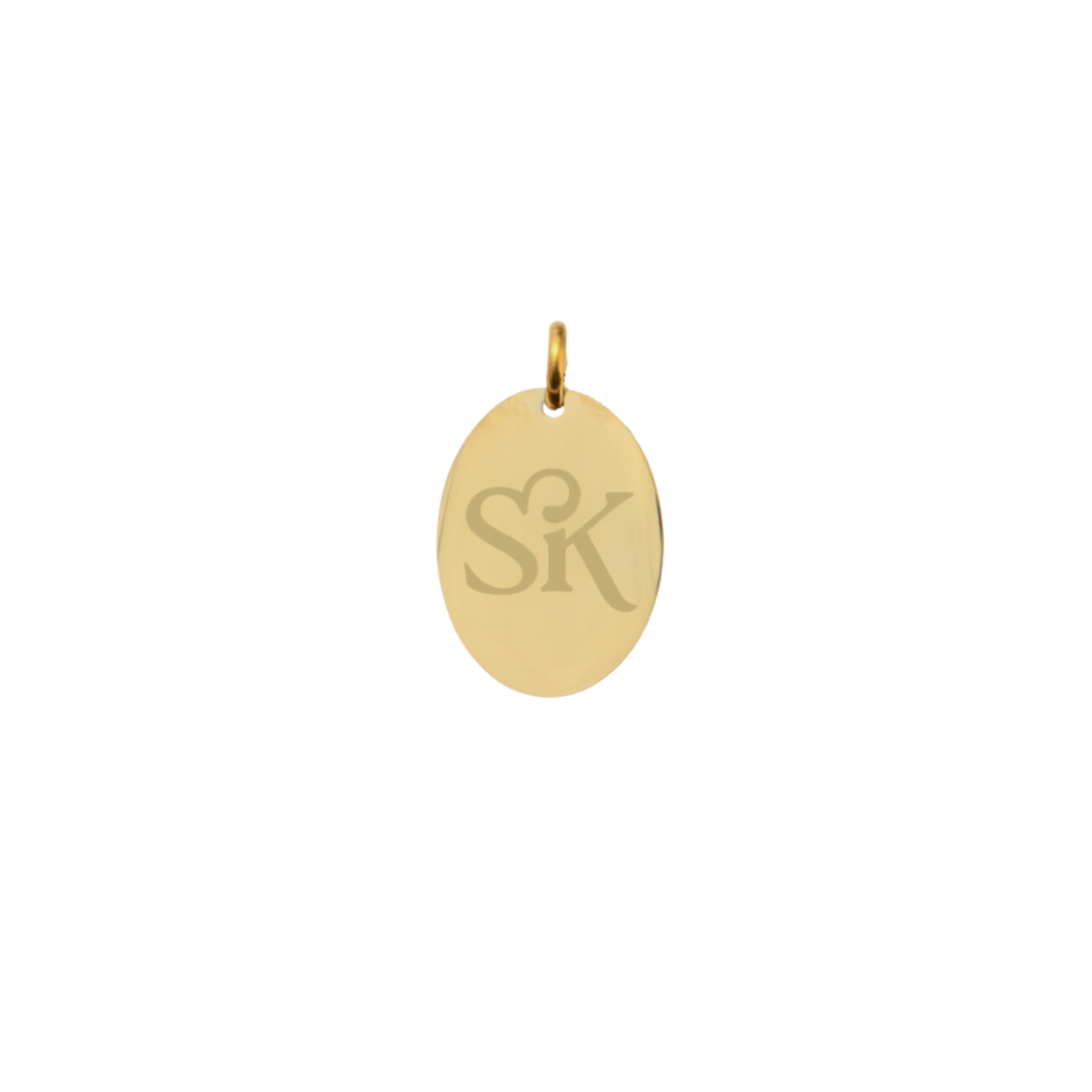 Sigma Kappa Small Gold Oval Sorority Charm - New SK Icon | Waterproof, Hypoallergenic & Tarnish Resistant