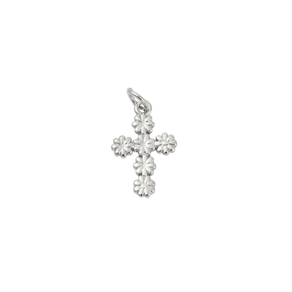 Front view of the Silver Daisy Cross Charm