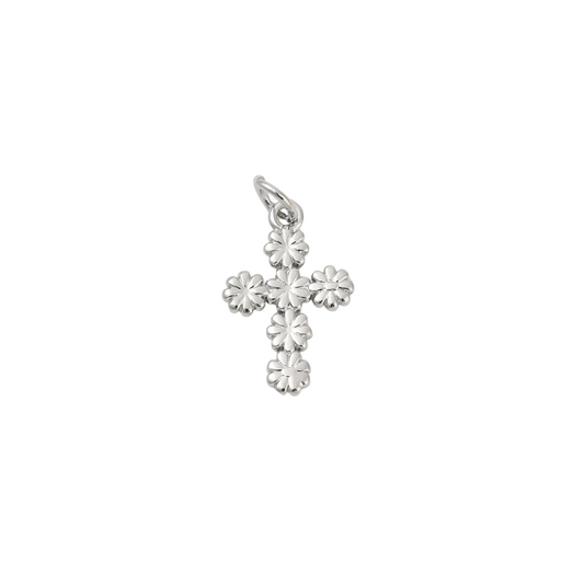Front view of the Silver Daisy Cross Charm