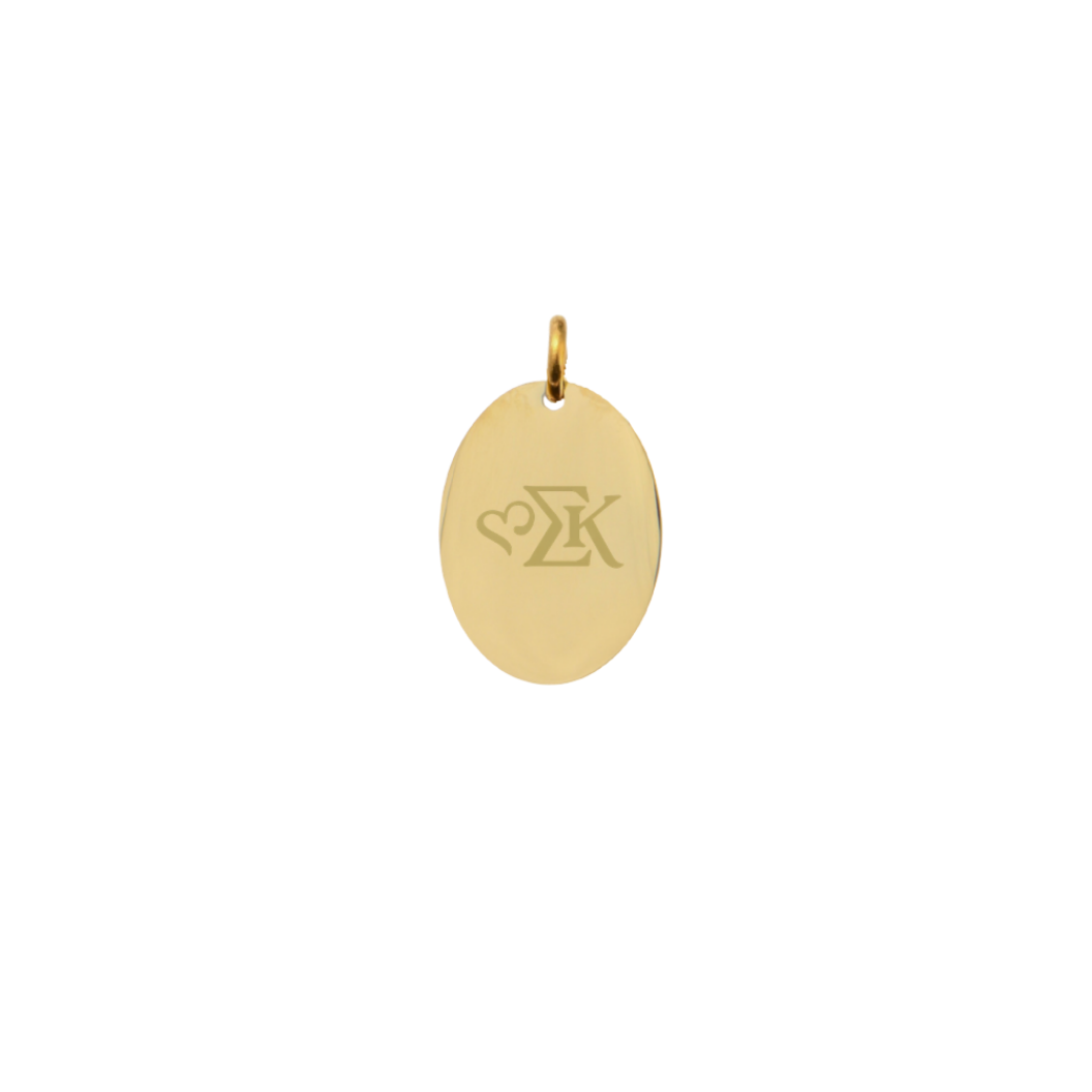 Sigma Kappa Small Gold Oval Sorority Charm - New Greek Letters Icon | Waterproof, Hypoallergenic & Tarnish Resistant