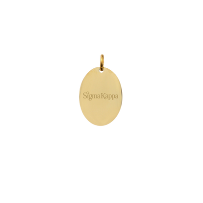 Sigma Kappa Small Gold Oval Sorority Charm - New Primary Logo | Waterproof, Hypoallergenic & Tarnish Resistant